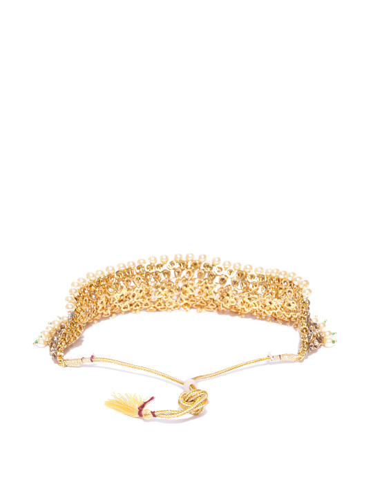 Off White Gold Plated Stone Studded Handcrafted Jewellery Set