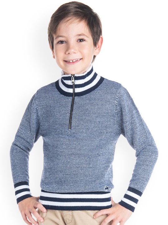 Boys Grey Striped Pullover 9-12M