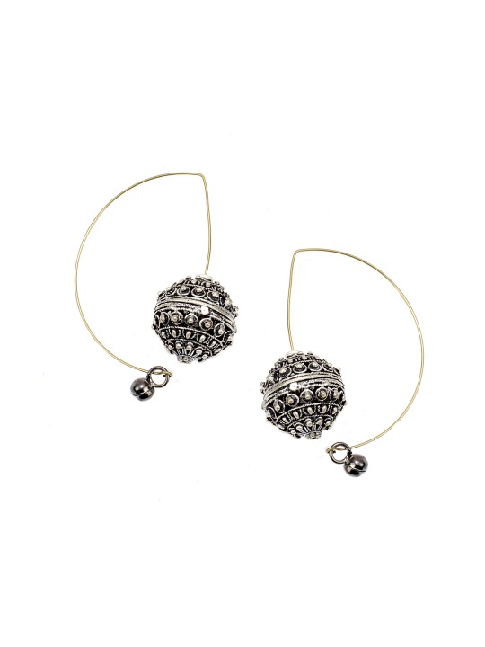Silver-Plated Geometric Half Hoop Earrings