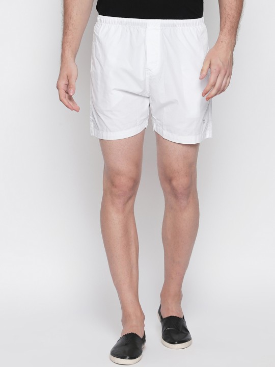 Men White Solid Regular Fit Regular Shorts 38