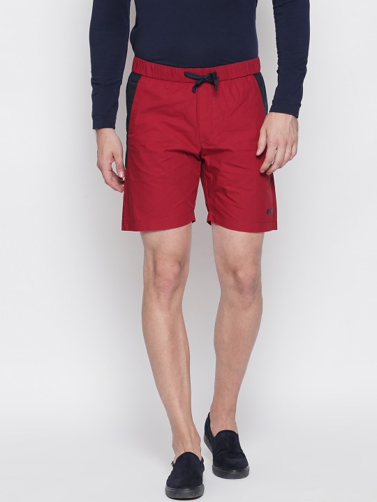 Men Red Solid Regular Fit Regular Shorts 30