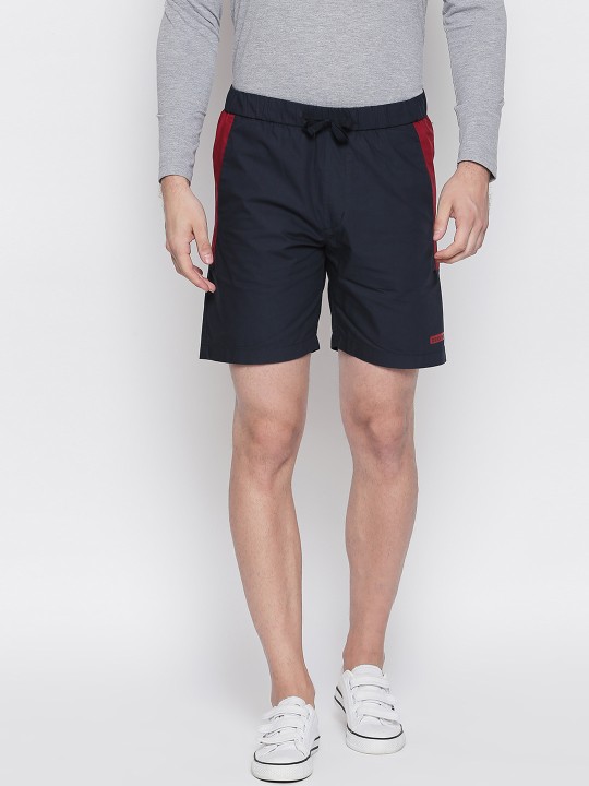 Men Navy Blue Solid Regular Fit Regular Shorts 38