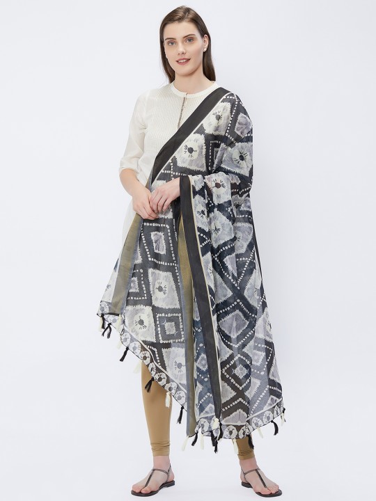 Black & Grey Printed Dupatta