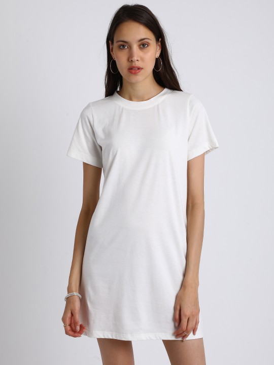 Buy Women White Solid T-shirt Dress Online at desertcartKUWAIT