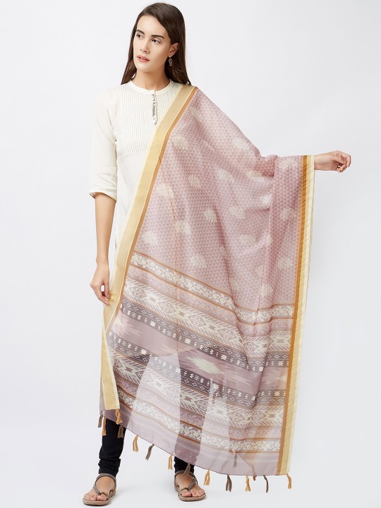 Lavender & White Printed Dupatta