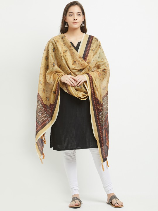 Cream-Coloured Printed Dupatta