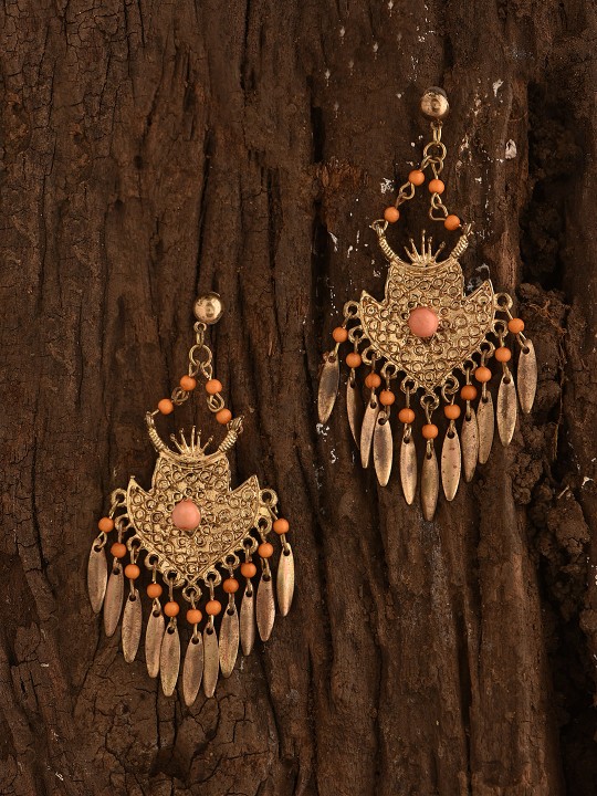 Gold-Toned Contemporary Drop Earrings