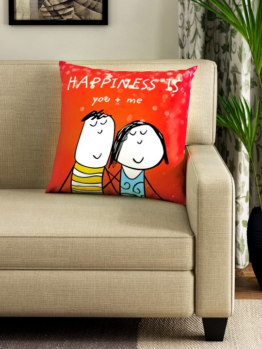 Multicoloured Printed Square Cushion with Cushion Cover