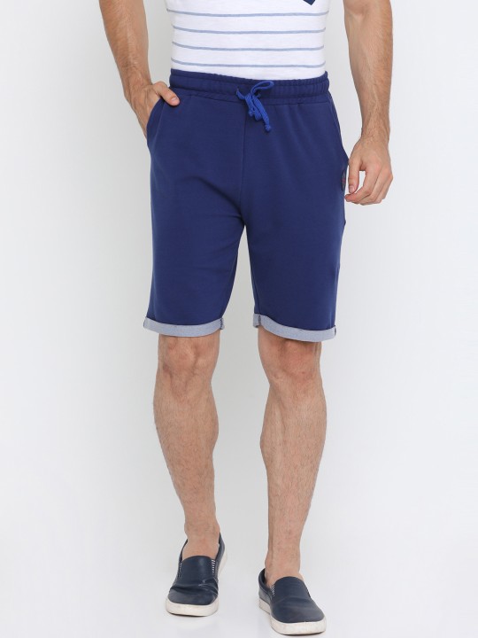 Men Blue Solid Regular Fit Regular Shorts 38