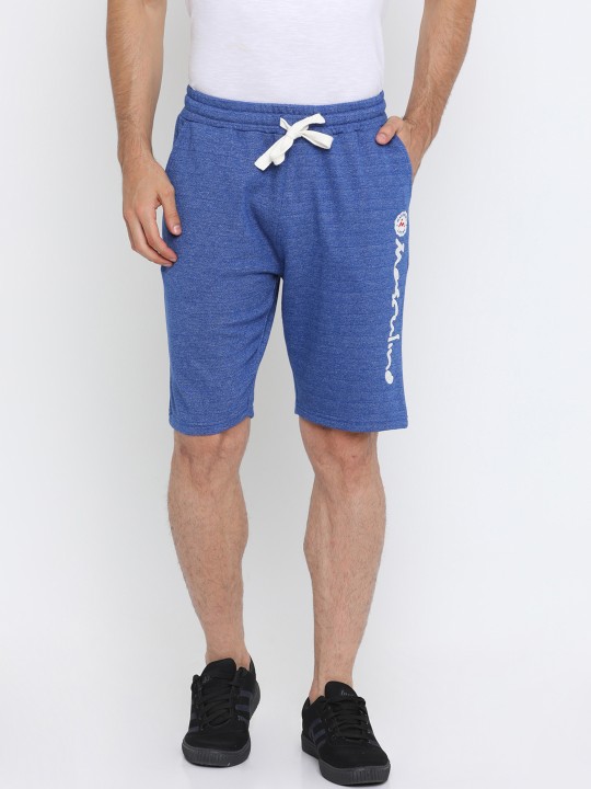 Men Blue Printed Regular Fit Regular Shorts 38