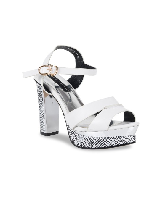 Women White Solid Sandals 35