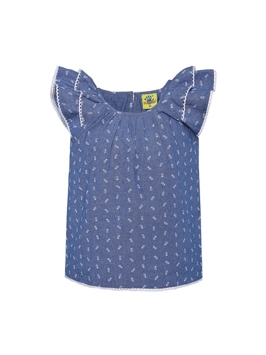 Girls Blue Printed Top 10-11Y