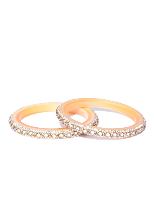Set of 2 Gold-Plated Stone-Studded Bangles 2.4