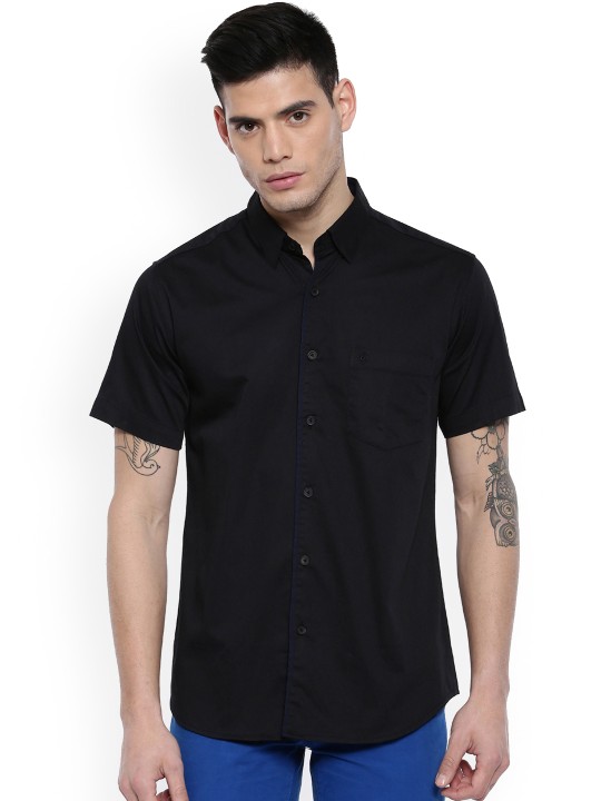 Men Black Slim Fit Solid Casual Shirt 38