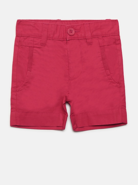 Boys Pink Solid Regular Fit Shorts
