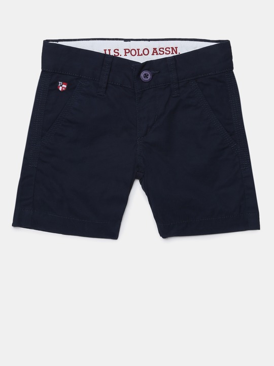 Boys Navy Blue Solid Regular Fit Regular Shorts