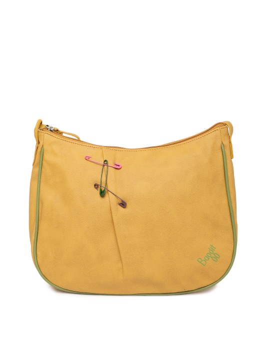 baggit mustard yellow solid sling bag