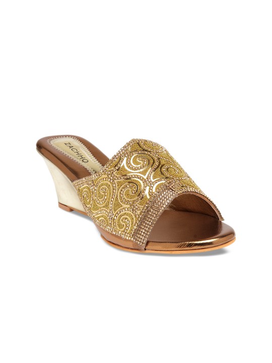 Women Copper-Toned Solid Sandals 36