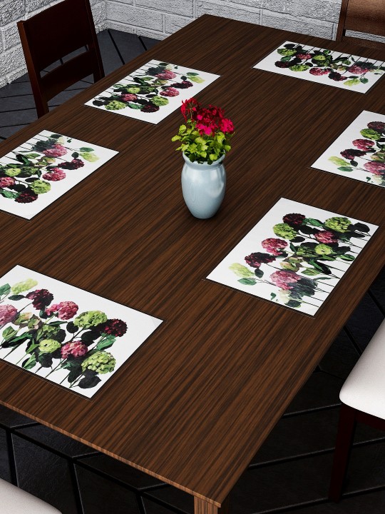 Set Of 6 Multicoloured Floral Printed Table Mats