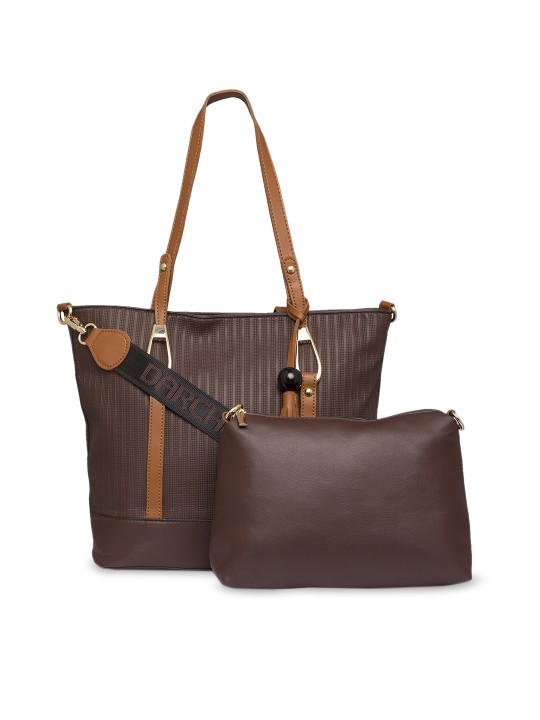 Brown Textured Shoulder Bag