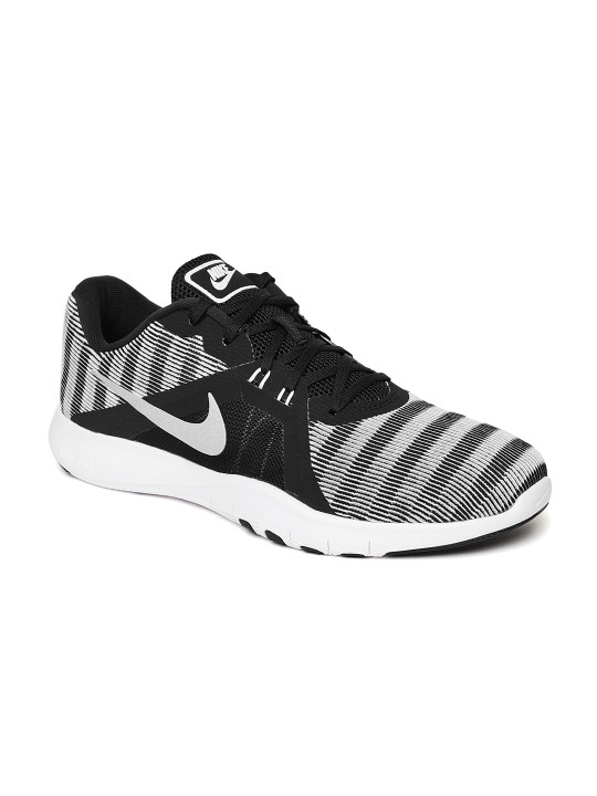 Women Black And Grey Flex Trainer Print Sports Shoes