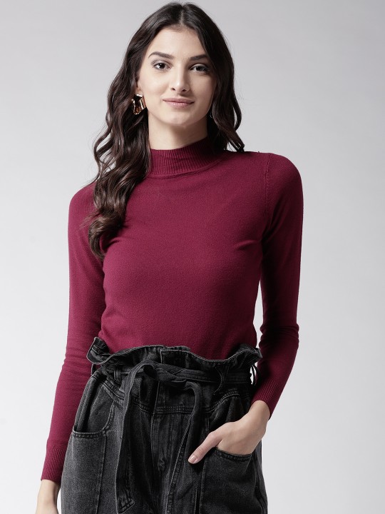 Women Purple Solid Sweater Vest XL