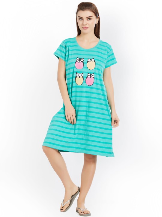 Green Printed Nightdress VLSNSN043ALGN L