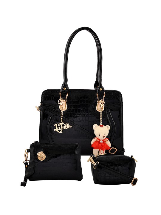 Black Solid Handheld Bag