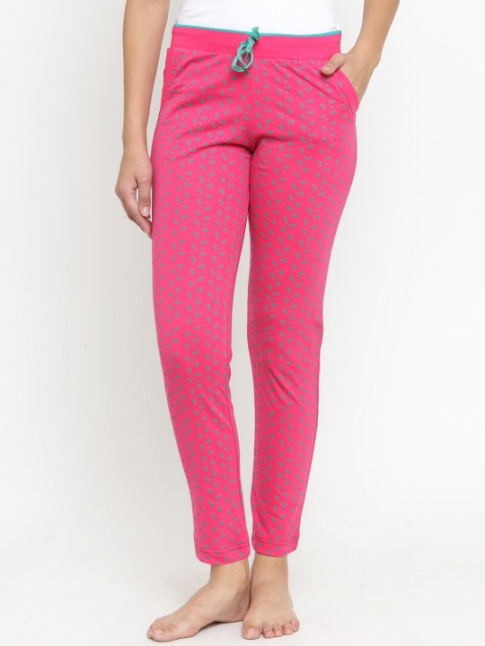 Women Pink & Green Printed Pyjamas PJMCL0003 S