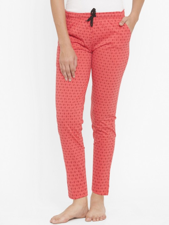 Women Peach Printed Pyjama PJMCTL004 S
