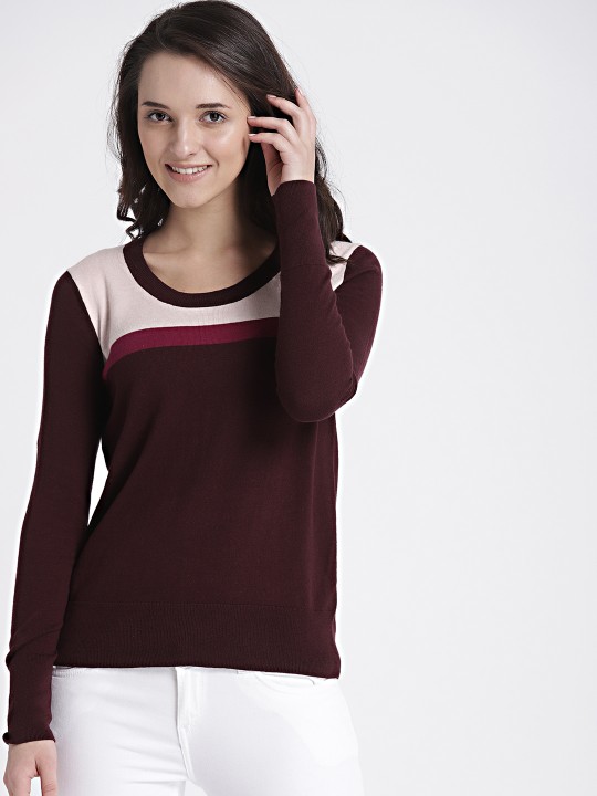 burgundy pullover sweater women's