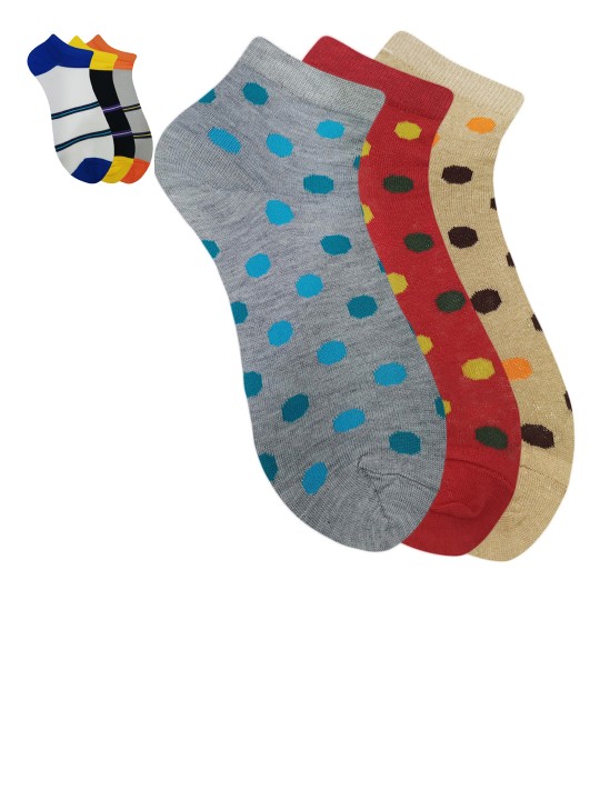 Unisex Pack of 6 Assorted Ankle-Length Socks