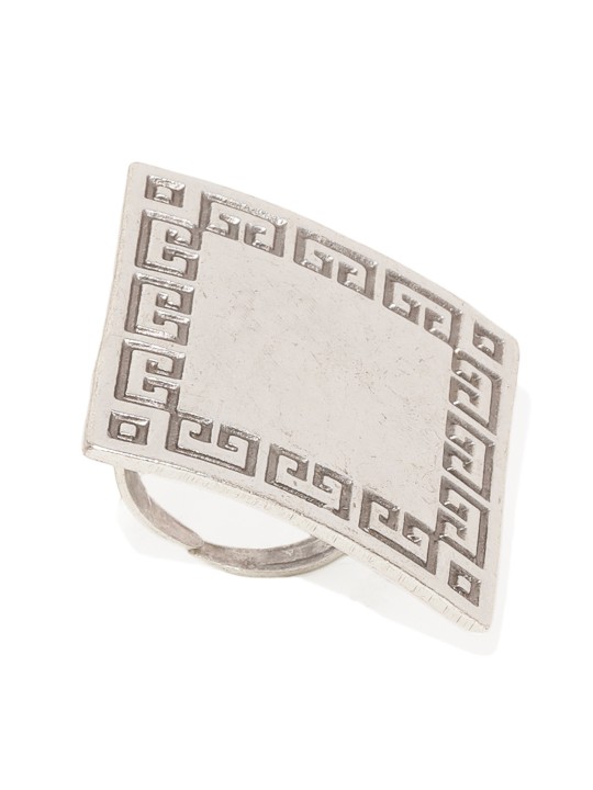 Square Silver-Plated Adjustable Ring