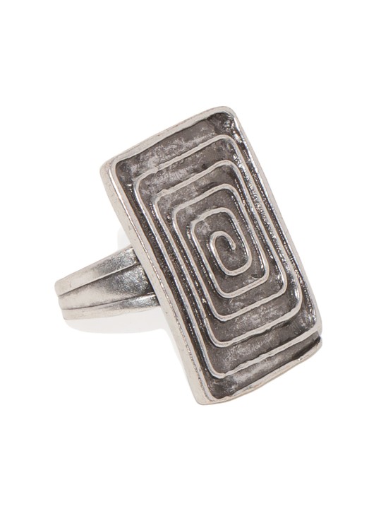 Square Silver-Plated Adjustable Ring