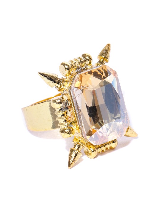 Women Gold-Toned Stone-Studded Adjustable Finger Ring