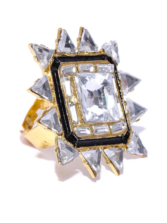 Women Gold-Toned Stone-Studded Adjustable Finger Ring