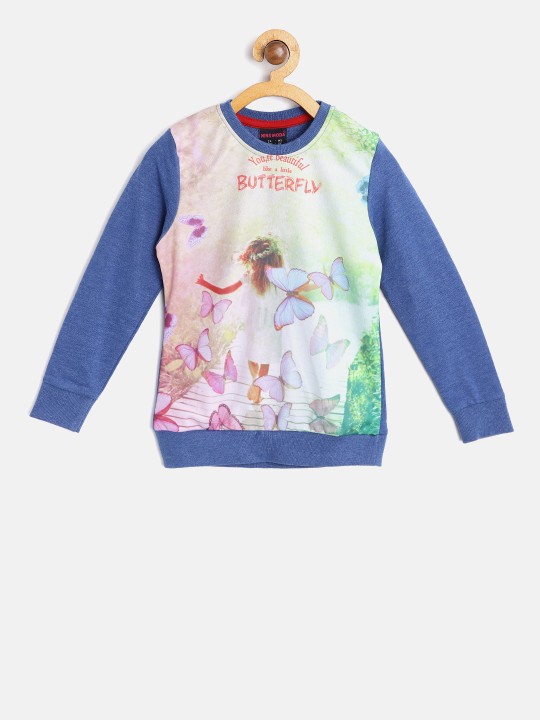Girls Blue Printed Top 2-3Y