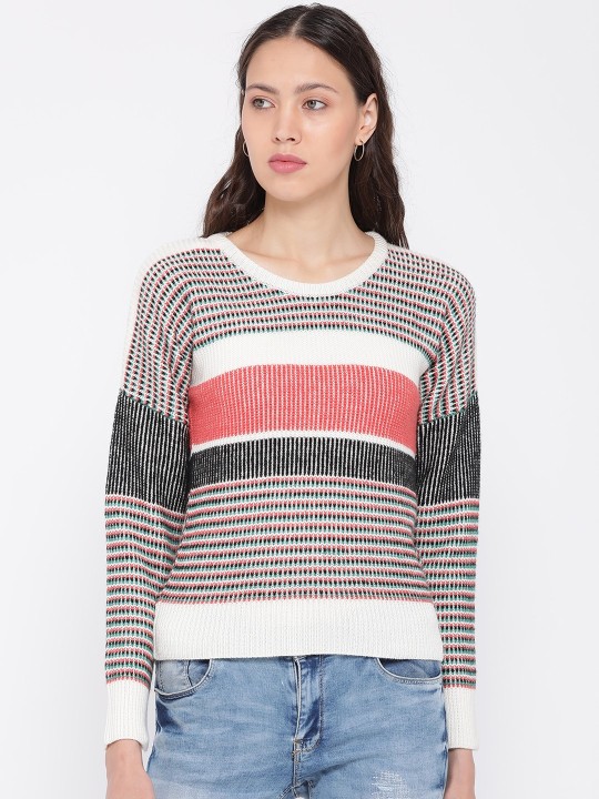 Women Multicoloured Self Design Pullover XS