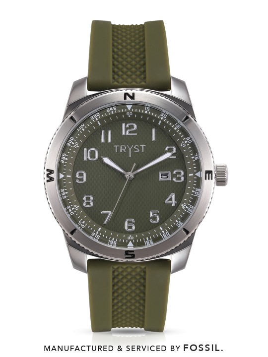 Manufactured & Serviced by Fossil Men Olive Watch