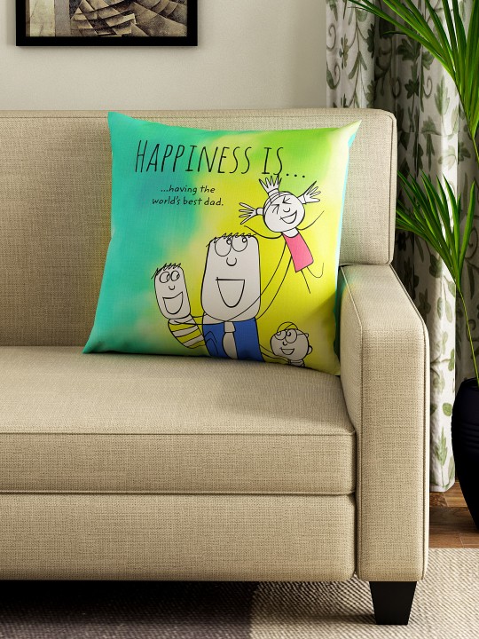 Green & Yellow Printed Square Cushion 40 cm x 40 cm