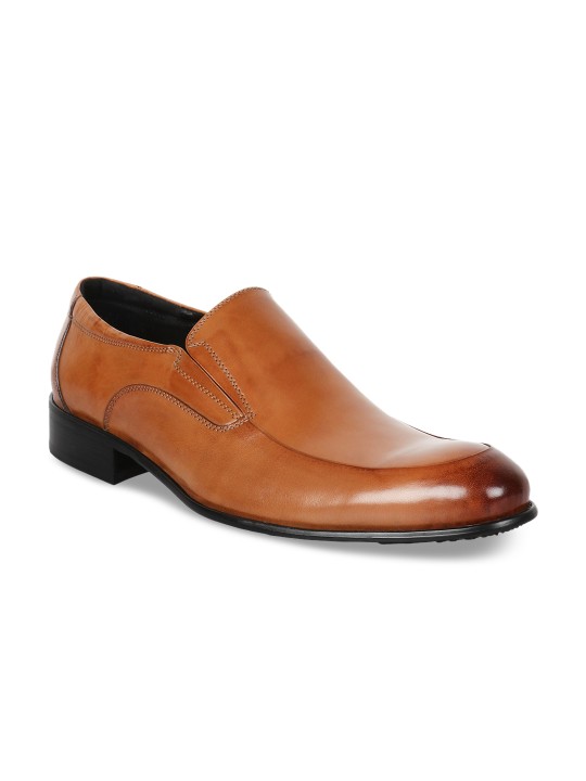 Men Tan Brown Formal Leather Slip-Ons 6
