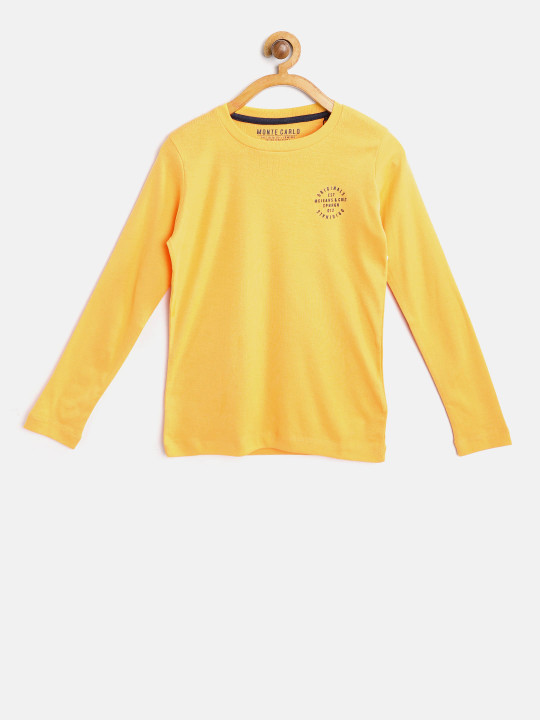 Tweens by Boys Yellow Solid Round Neck T-shirt 9-10Y