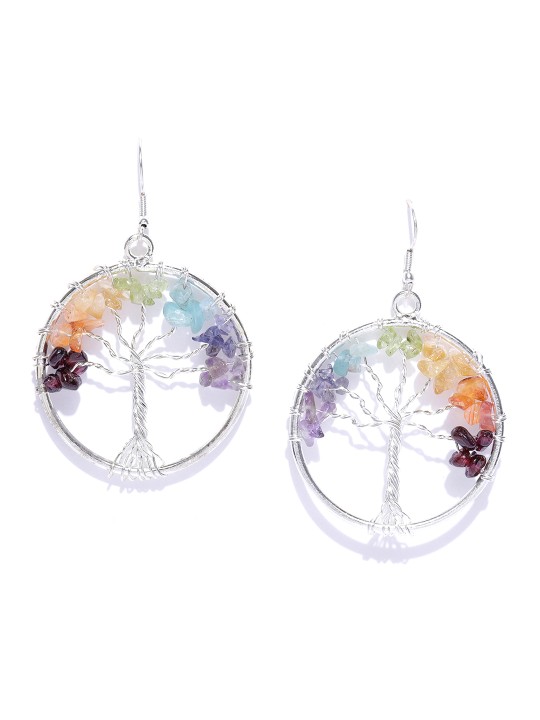 Multicoloured Circular Drop Earrings
