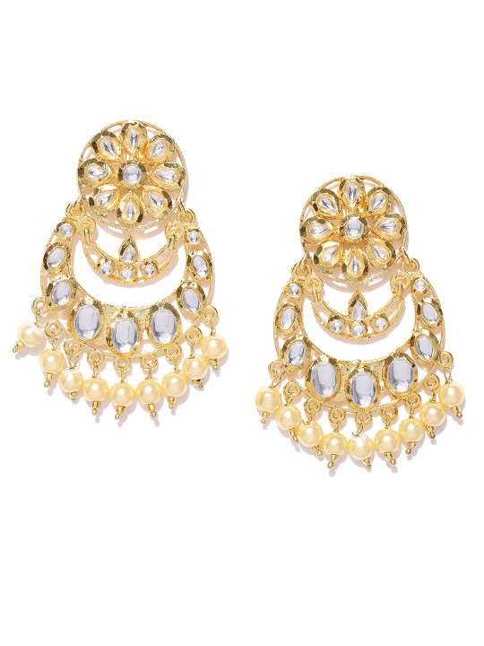 Gold-Toned Crescent Shaped Chandbalis