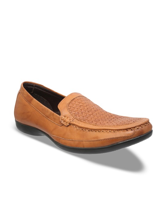 Men Tan Brown Leather Semi-Formal Slip-Ons 6
