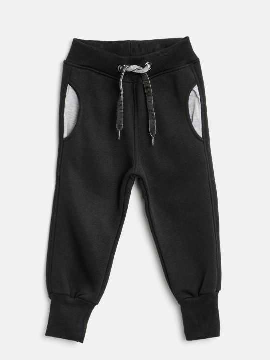 Boys Black Solid Joggers 9-12M