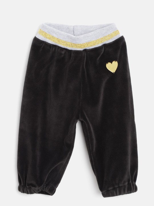 Girls Black Solid Joggers 0-3M