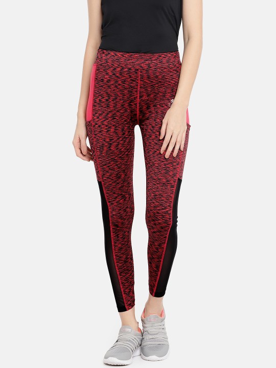 Women Red and Black Solid Tights S