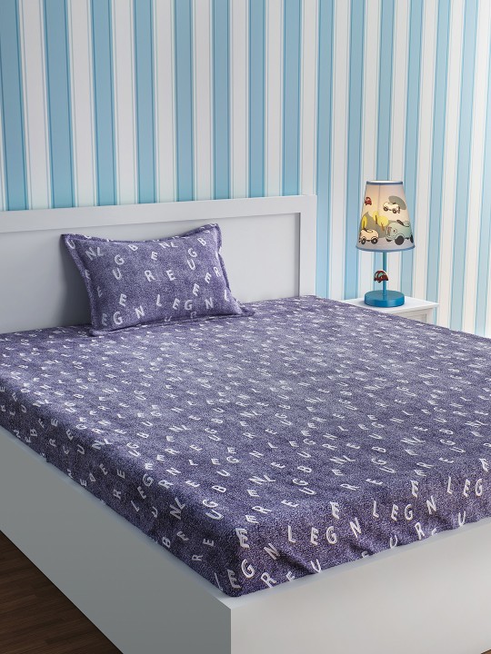 Grey Cartoon Characters Flat 210 TC Cotton 1 Single Bedsheet