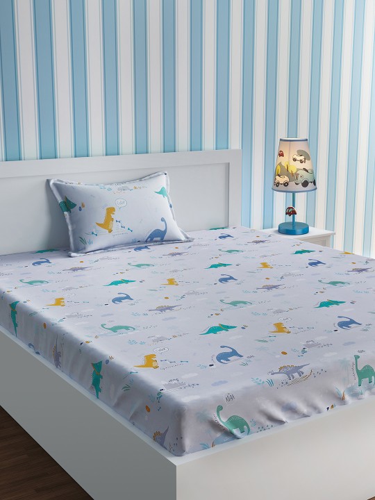 Multicoloured Cartoon Characters Flat 210 TC Cotton 1 Single Bedsheet